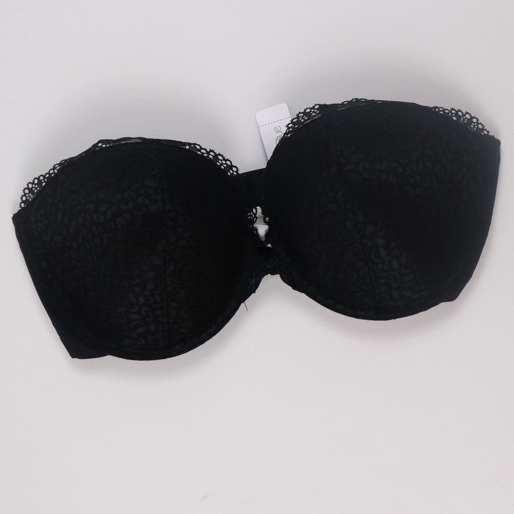 Skarlett Blue Strapless Bra Minx Animal Print 36C Black Lace Intimates